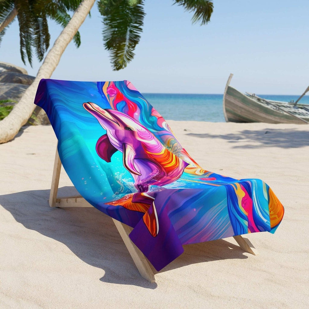 Colorful Dolphin Summer Fun Beach Towel