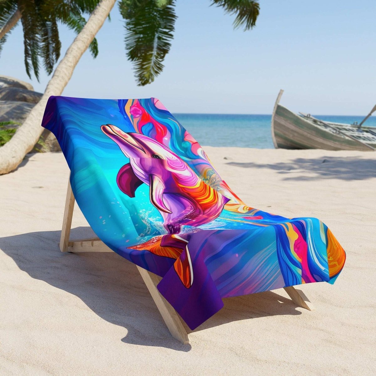 Colorful Dolphin Summer Fun Beach Towel