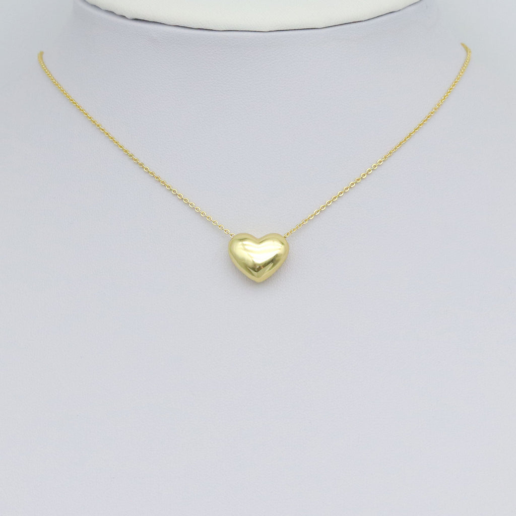 Gold 3D Puffy Heart Charm Pendant, Sku#LK1032