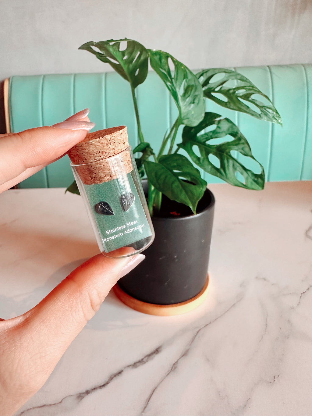 Monstera Adansonii Metal Stud Earrings
