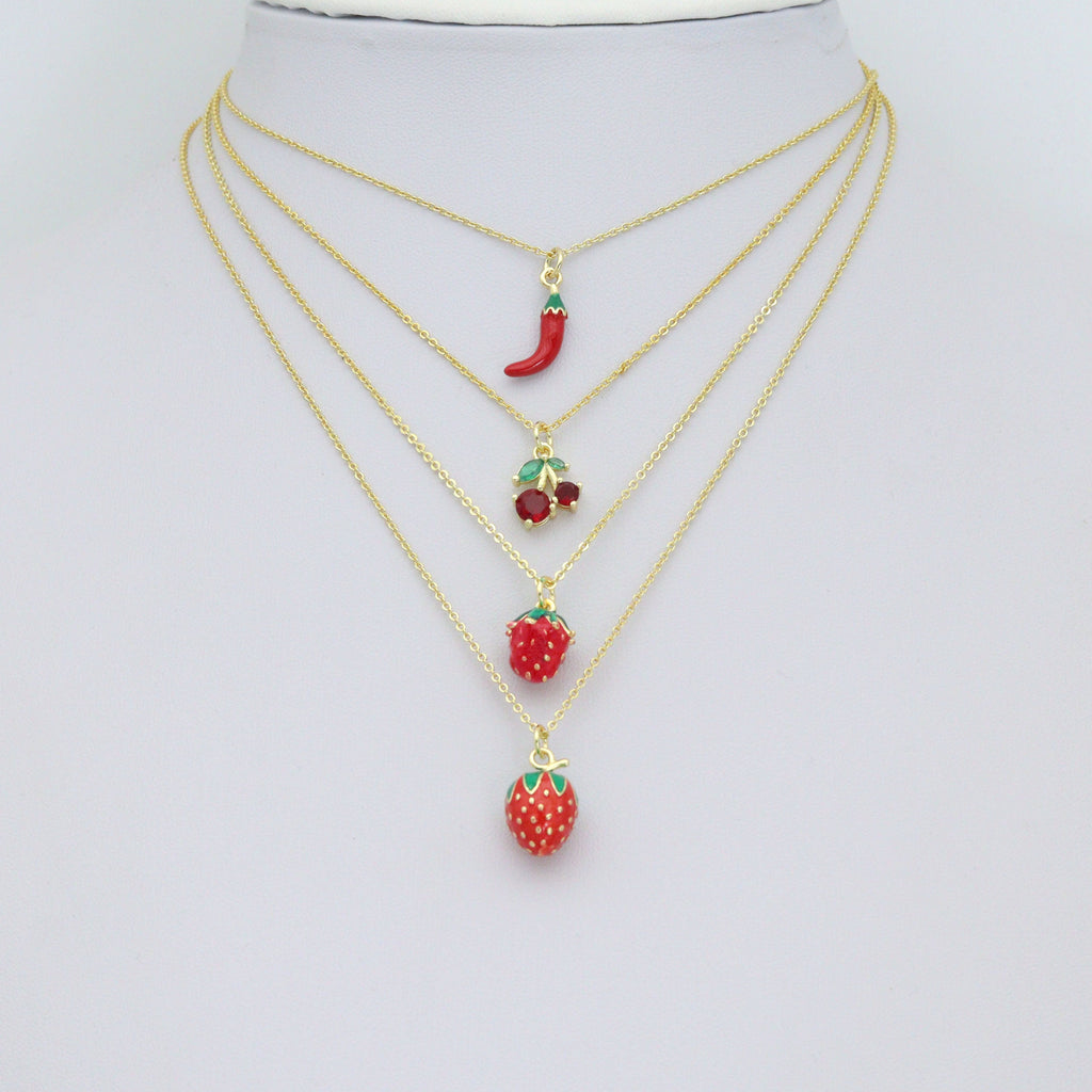 Red Cherry Strawberry Chili Pendant charm, Sku#O133
