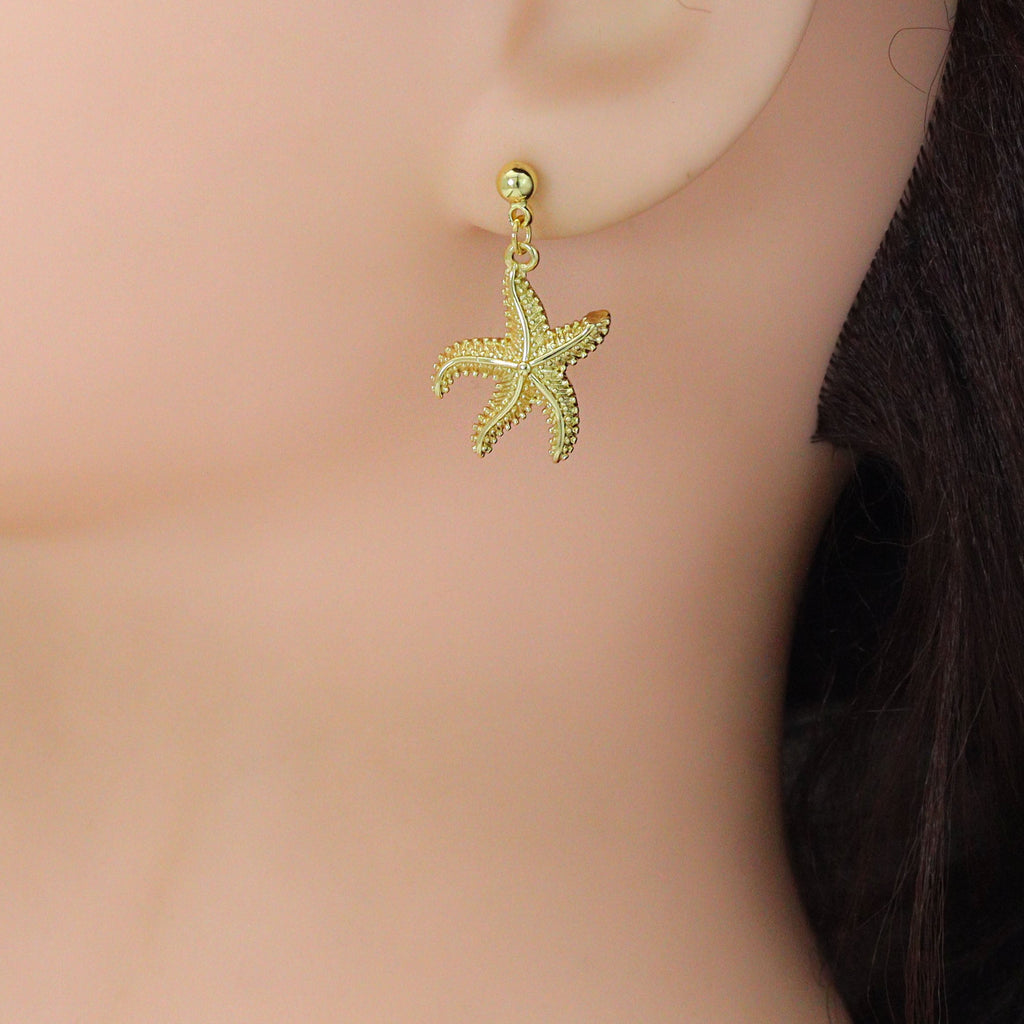 Gold SilverBall Shape Stud Earrings with loop, Sku#A513