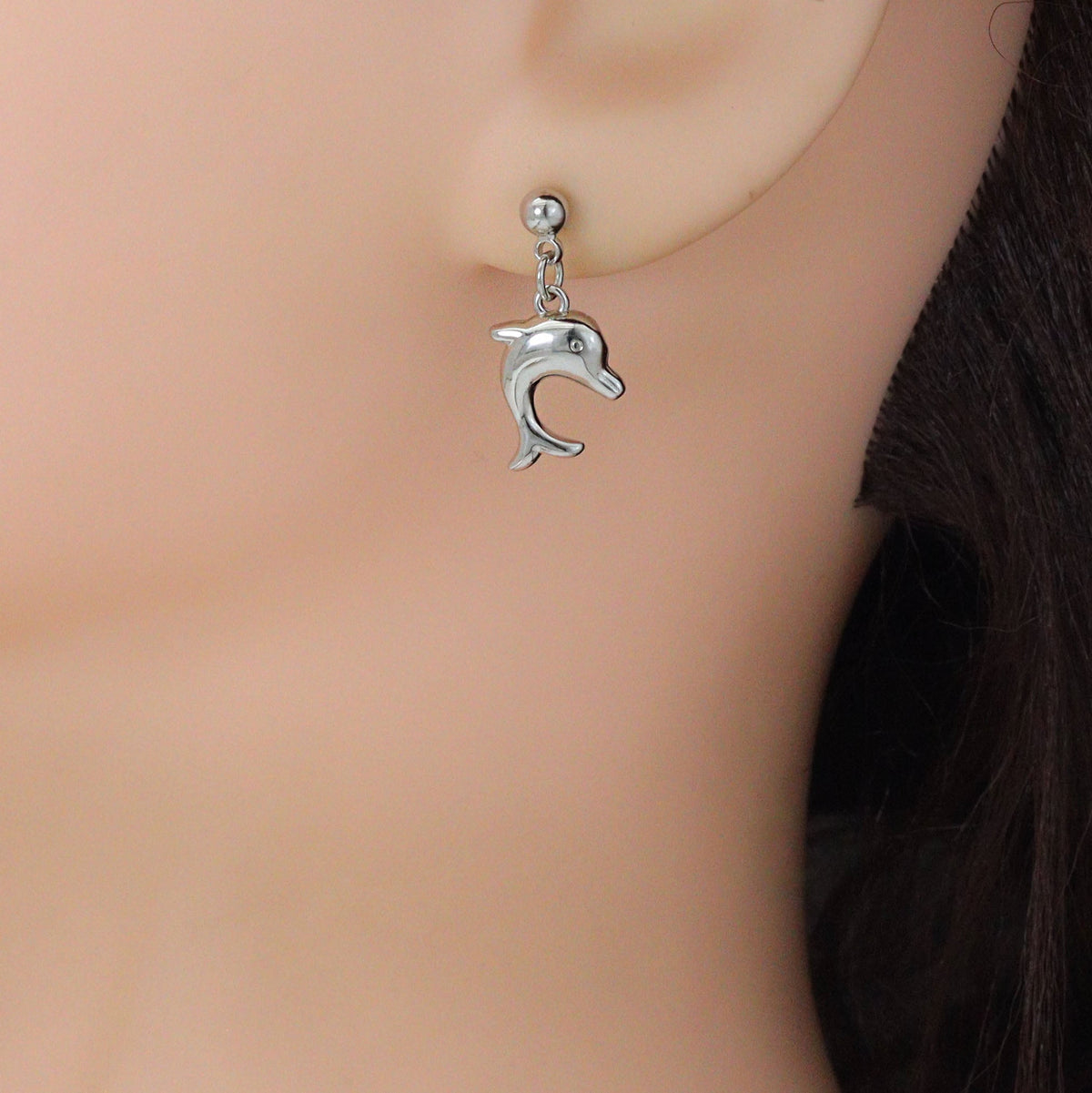 Gold SilverBall Shape Stud Earrings with loop, Sku#A513