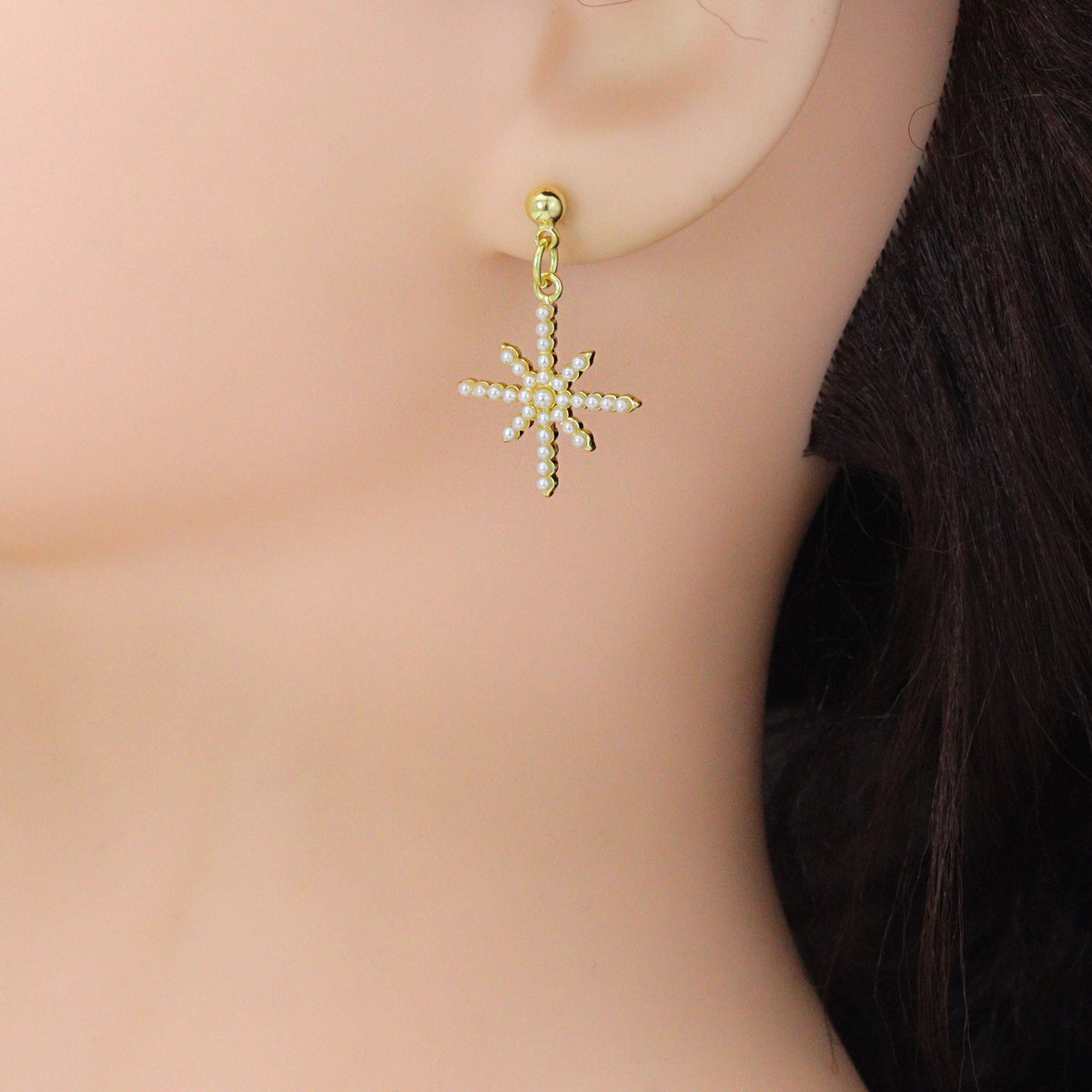 Gold SilverBall Shape Stud Earrings with loop, Sku#A513