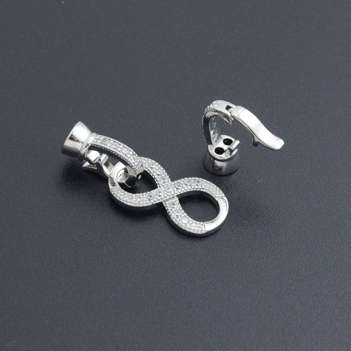 Silver Clear CZ Infinity clasp, Sku#LX877