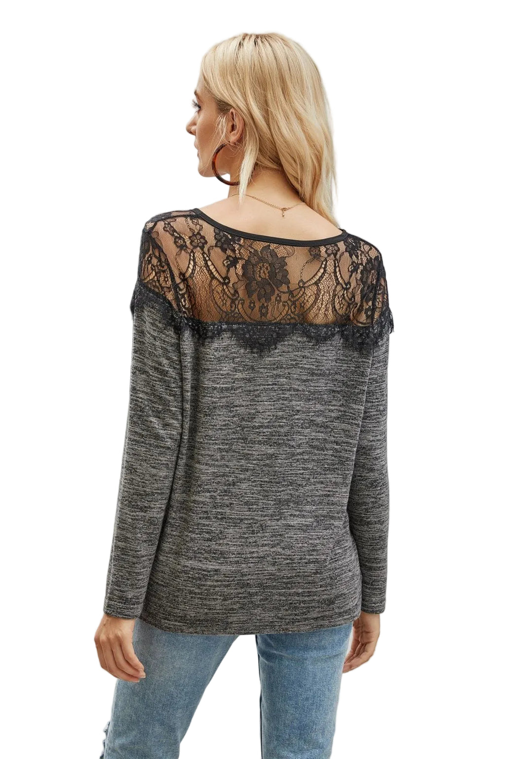 Lace Shoulder Summer Pullover Blouse