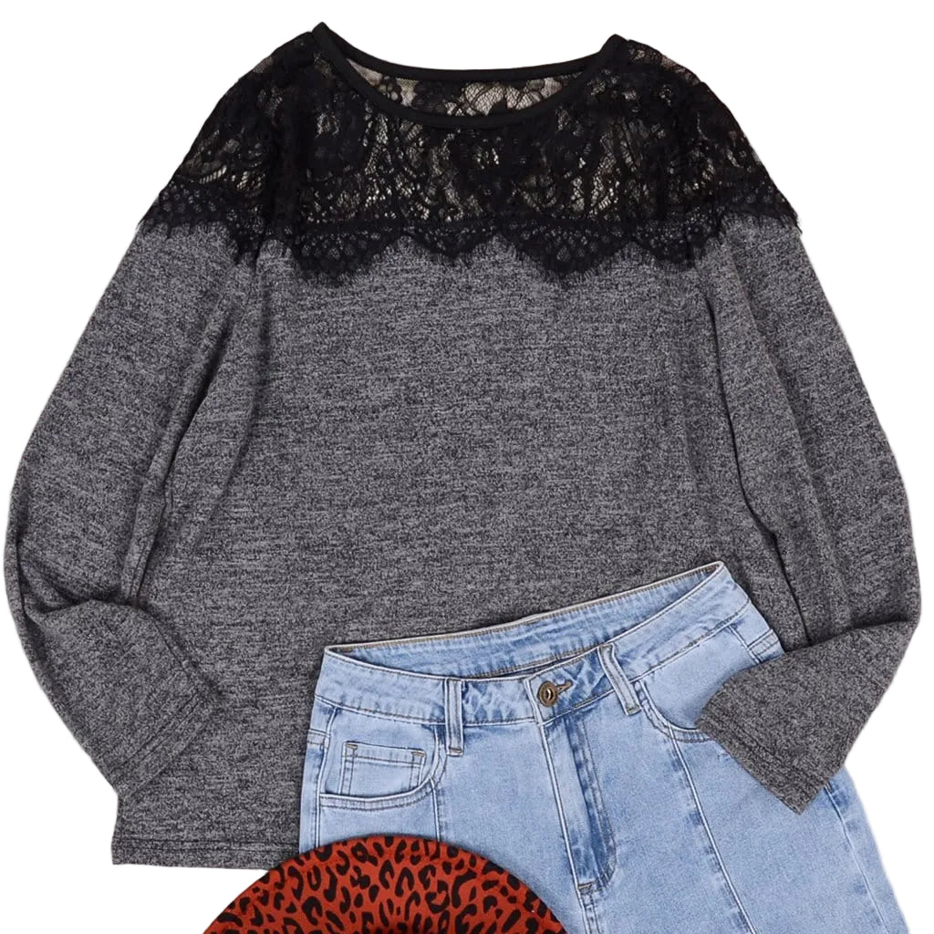 Lace Shoulder Summer Pullover Blouse