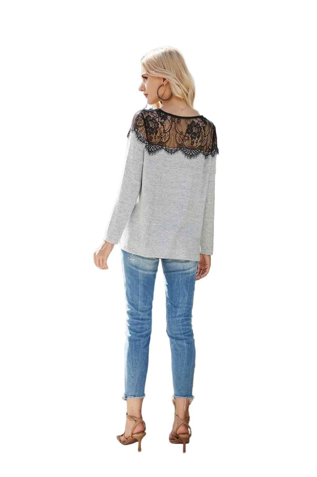 Lace Shoulder Summer Pullover Blouse