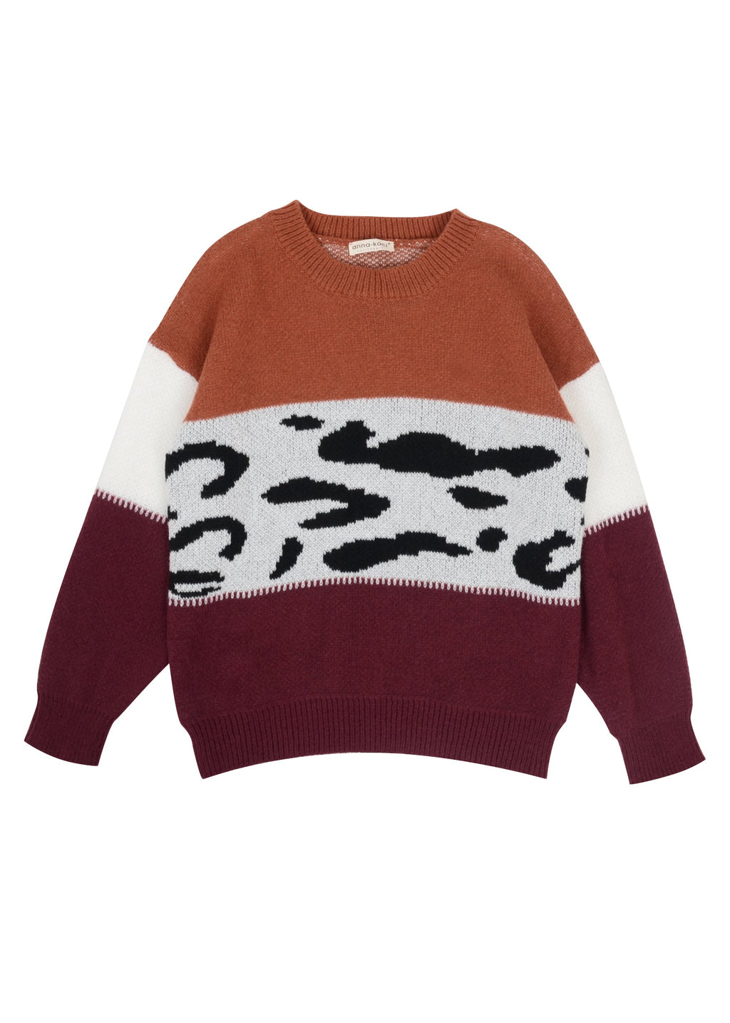 Color Block Animal Print Sweater