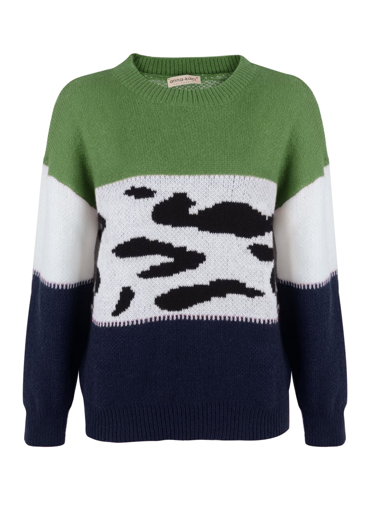 Color Block Animal Print Sweater