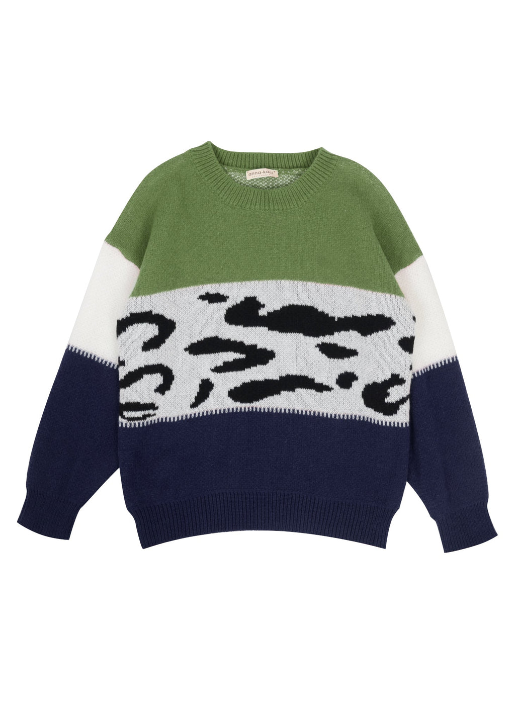 Color Block Animal Print Sweater