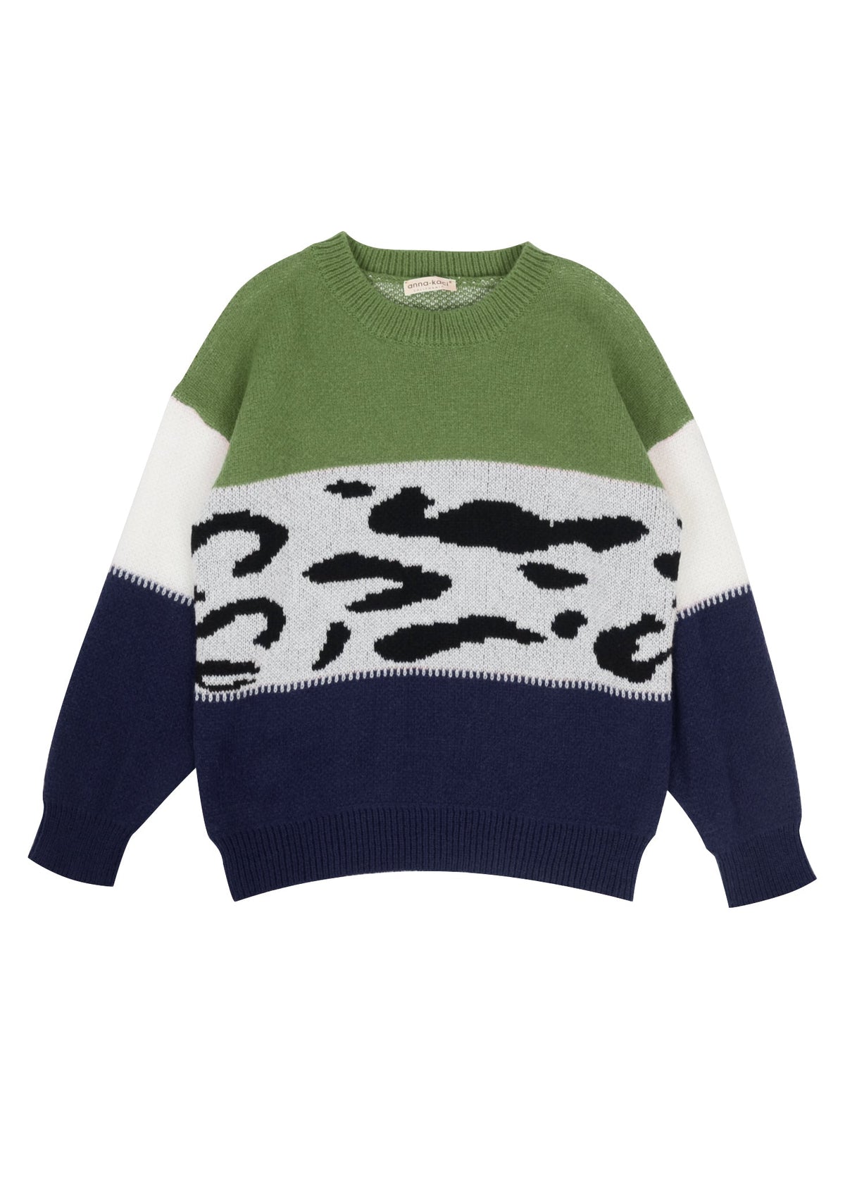 Color Block Animal Print Sweater