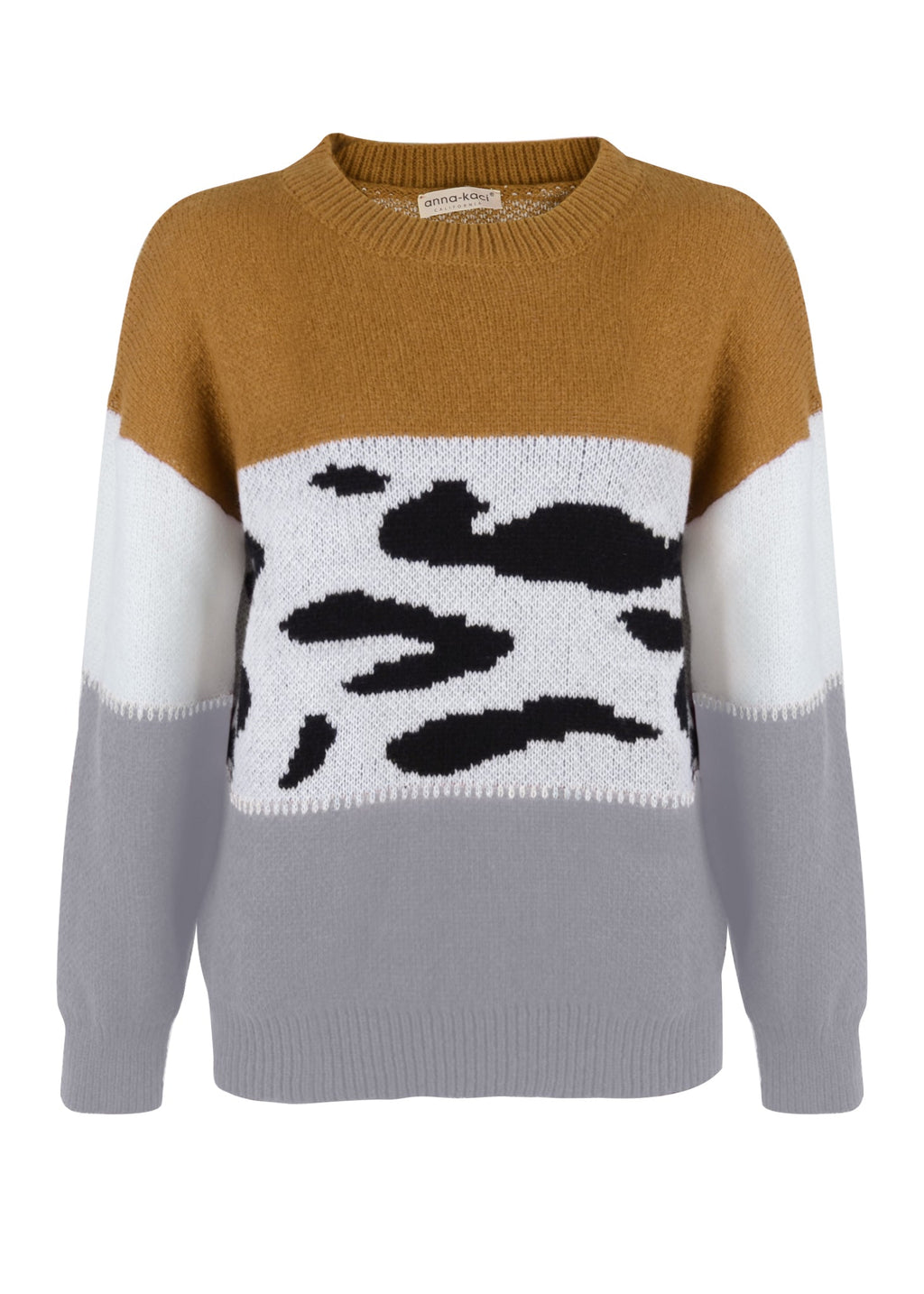 Color Block Animal Print Sweater