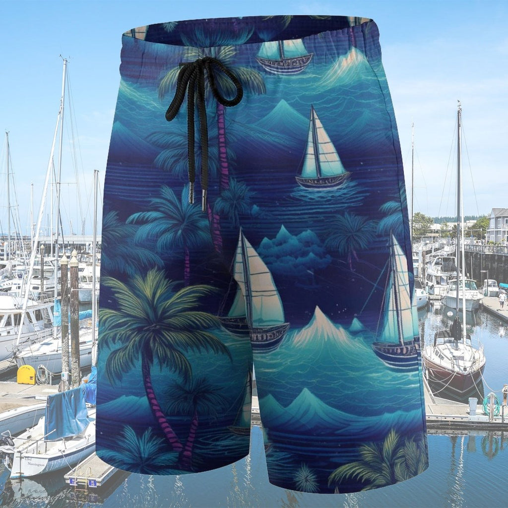 Children's Tropical Nights Sailboat Island Board Shorts