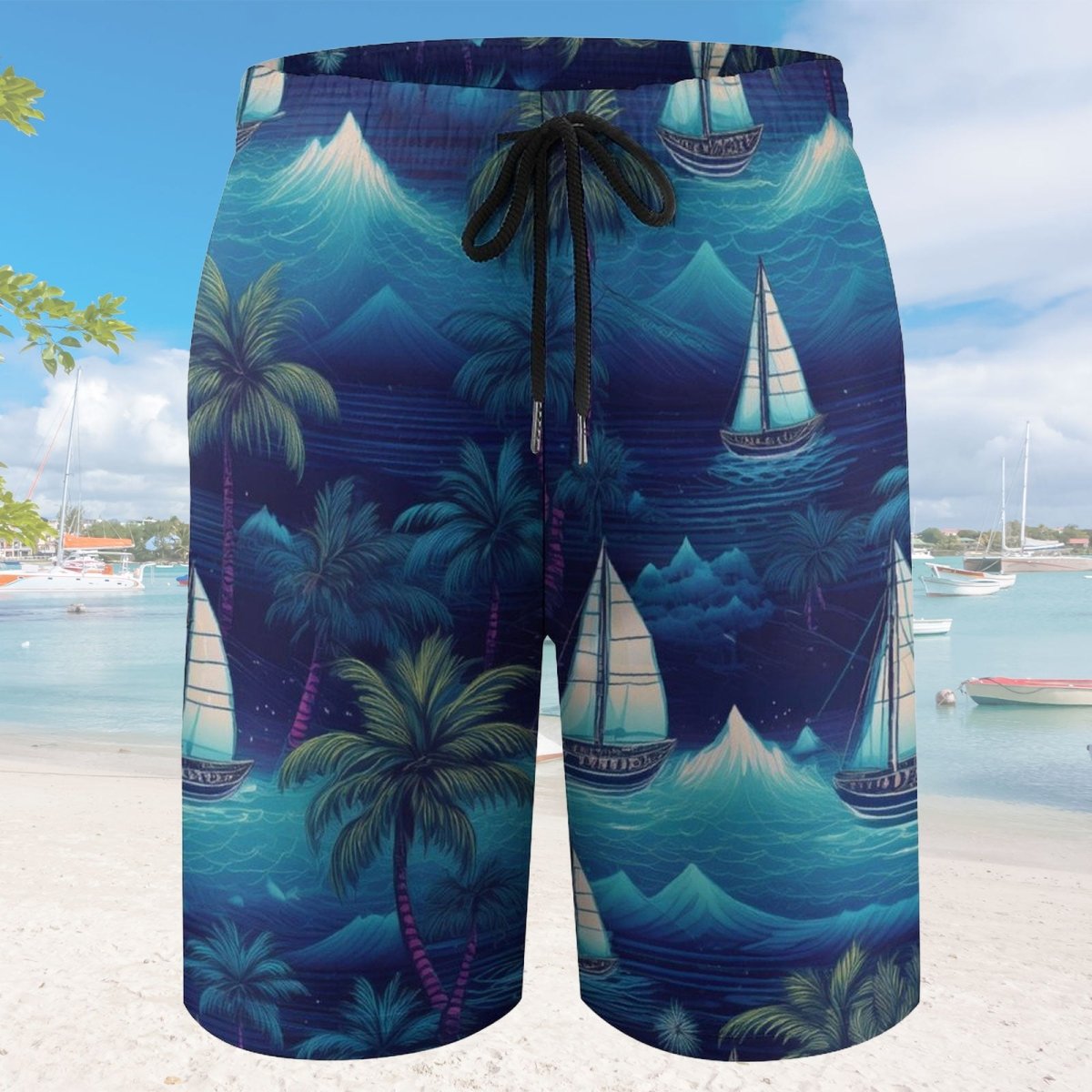 Children's Tropical Nights Sailboat Island Board Shorts