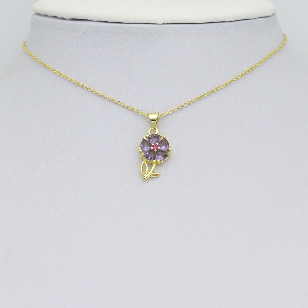 Colorful CZ Flower charm For Necklace Bracelet Jewelry Making Supply, Sku#LD769