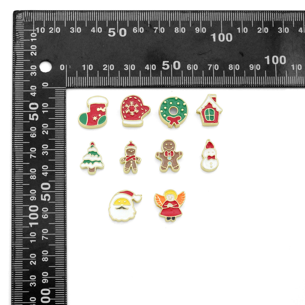 Colorful Enamel Gold Christmas Spacer Charm Pendant, Sku#LK1287