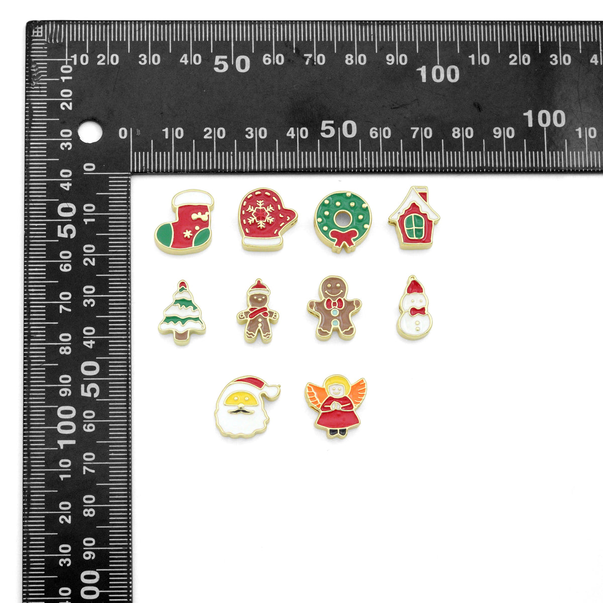 Colorful Enamel Gold Christmas Spacer Charm Pendant, Sku#LK1287