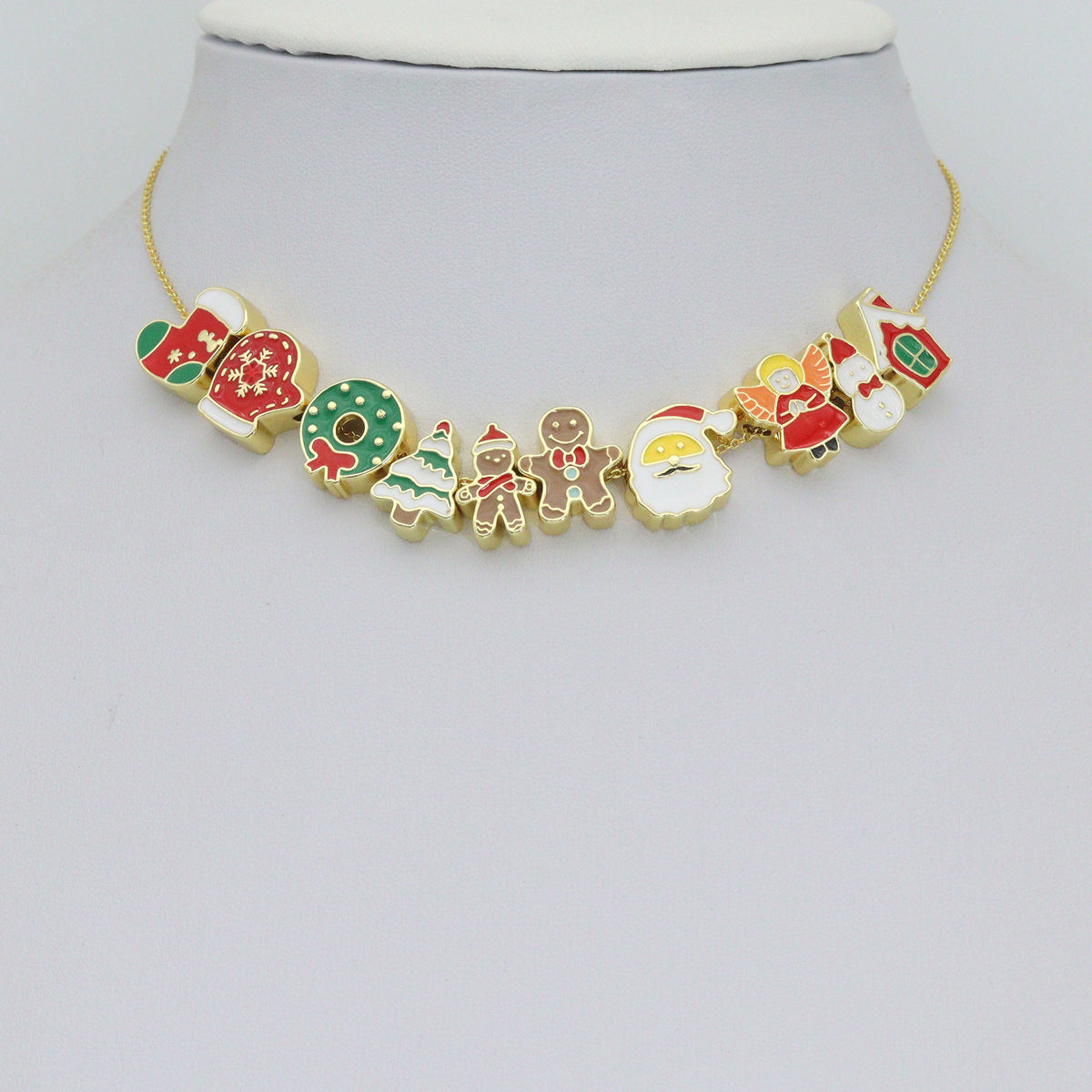 Colorful Enamel Gold Christmas Spacer Charm Pendant, Sku#LK1287