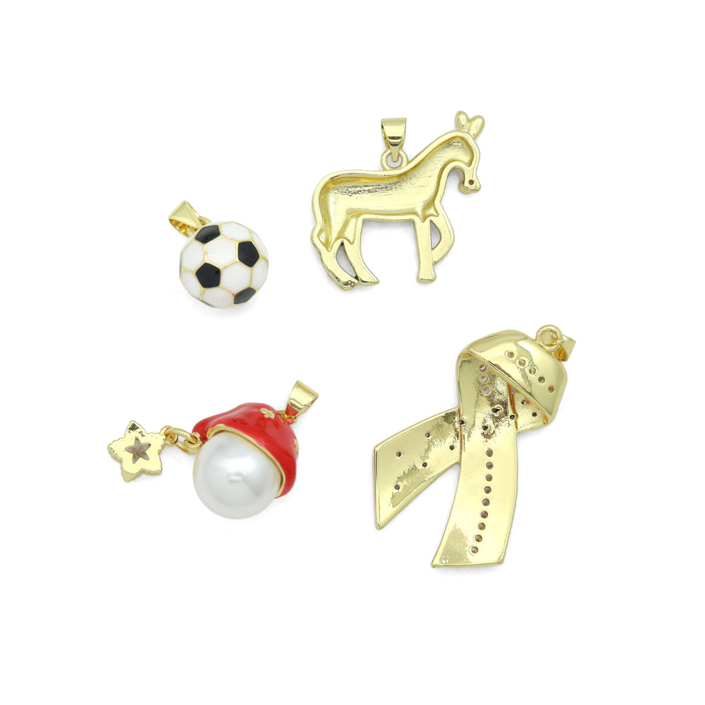 American Flag Ribbon, Zebra Soccer ball Santa Hat Charm Pendant, Sku#LK1300