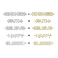 CZ Silver Kindness Believe Blessed Faith Happy Connector Charm Beads, Sku#LX711