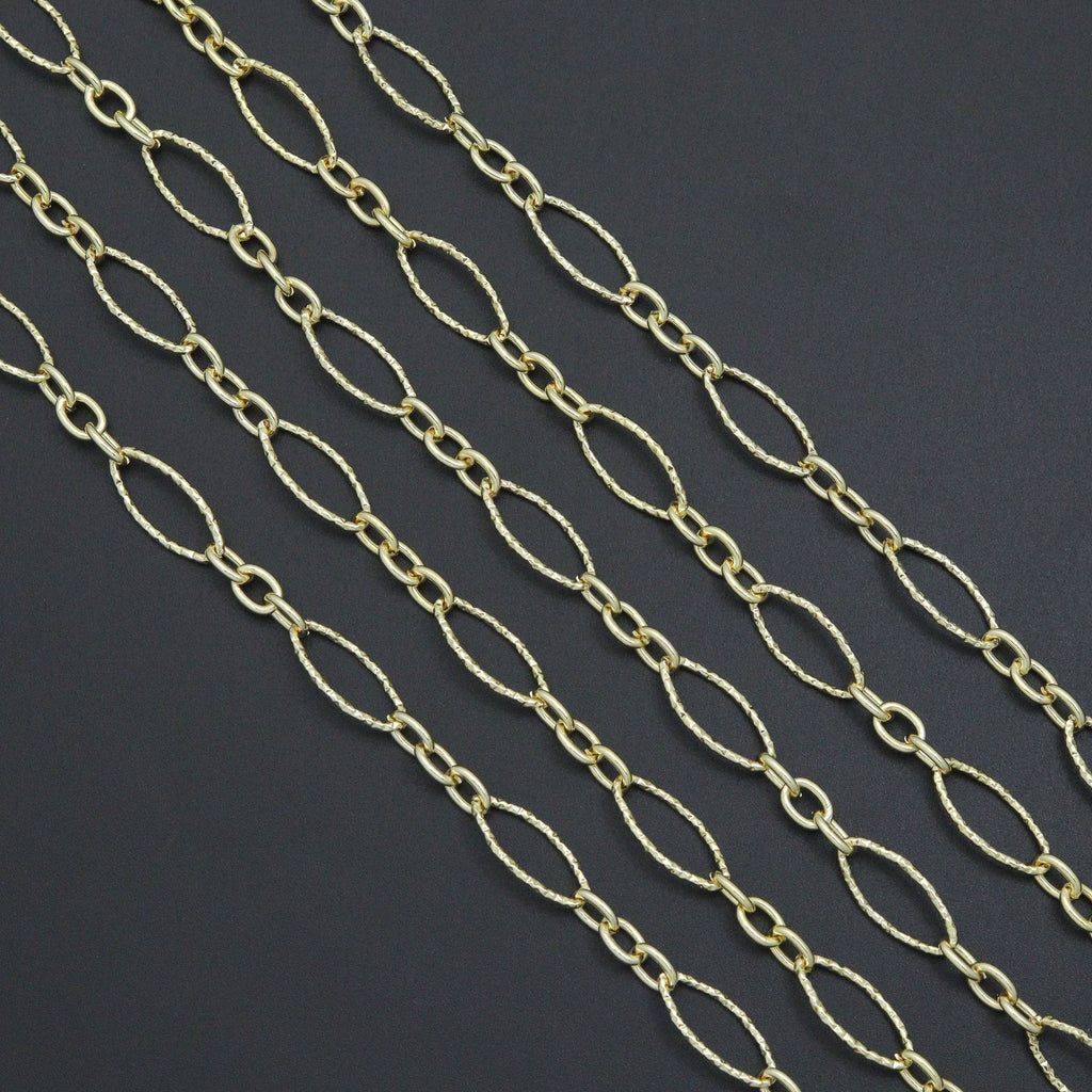 Wholesale Hammered mixed oval shape chain by Yard, sku#LX912