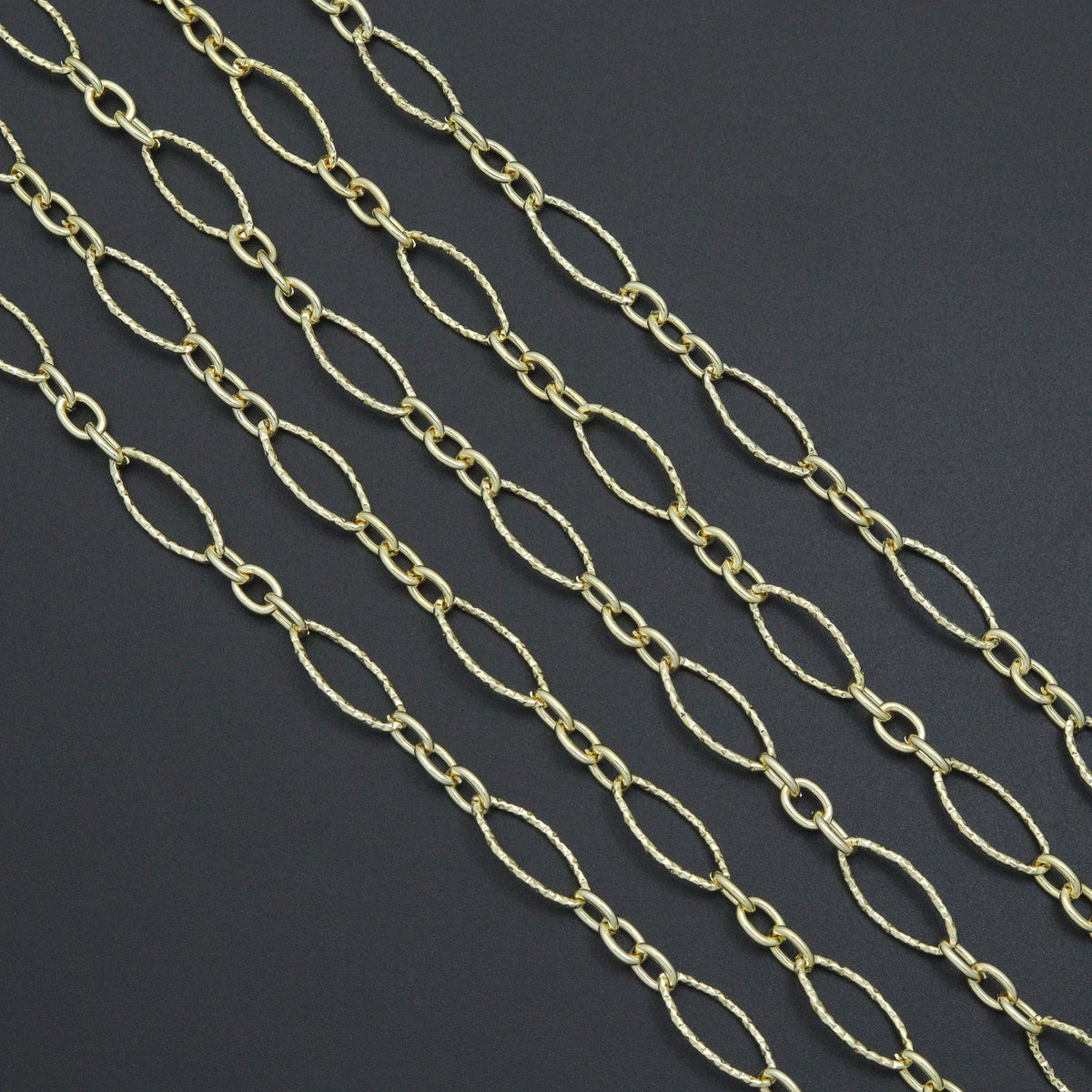Wholesale Hammered mixed oval shape chain by Yard, sku#LX912