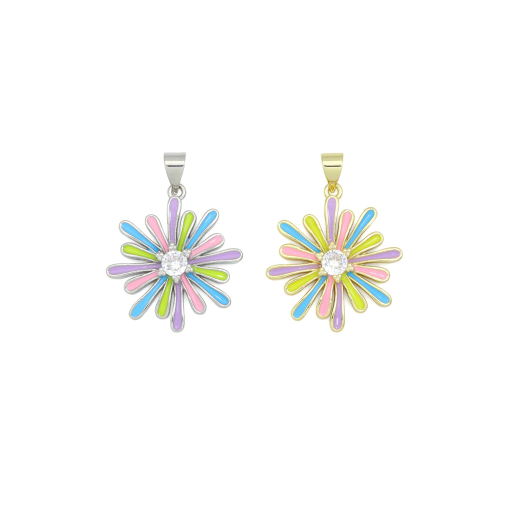 Colorful Enamel Flower charm For Necklace Bracelet Jewelry Making Supply, Sku#LX932/F1447