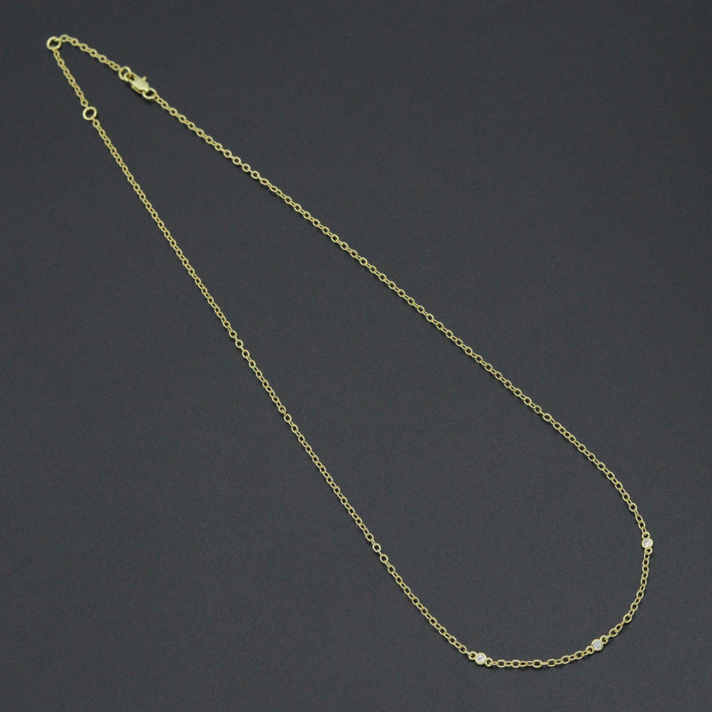Dainty Gold Link Chain with CZ Bezel Connector Necklace, sku#LX933