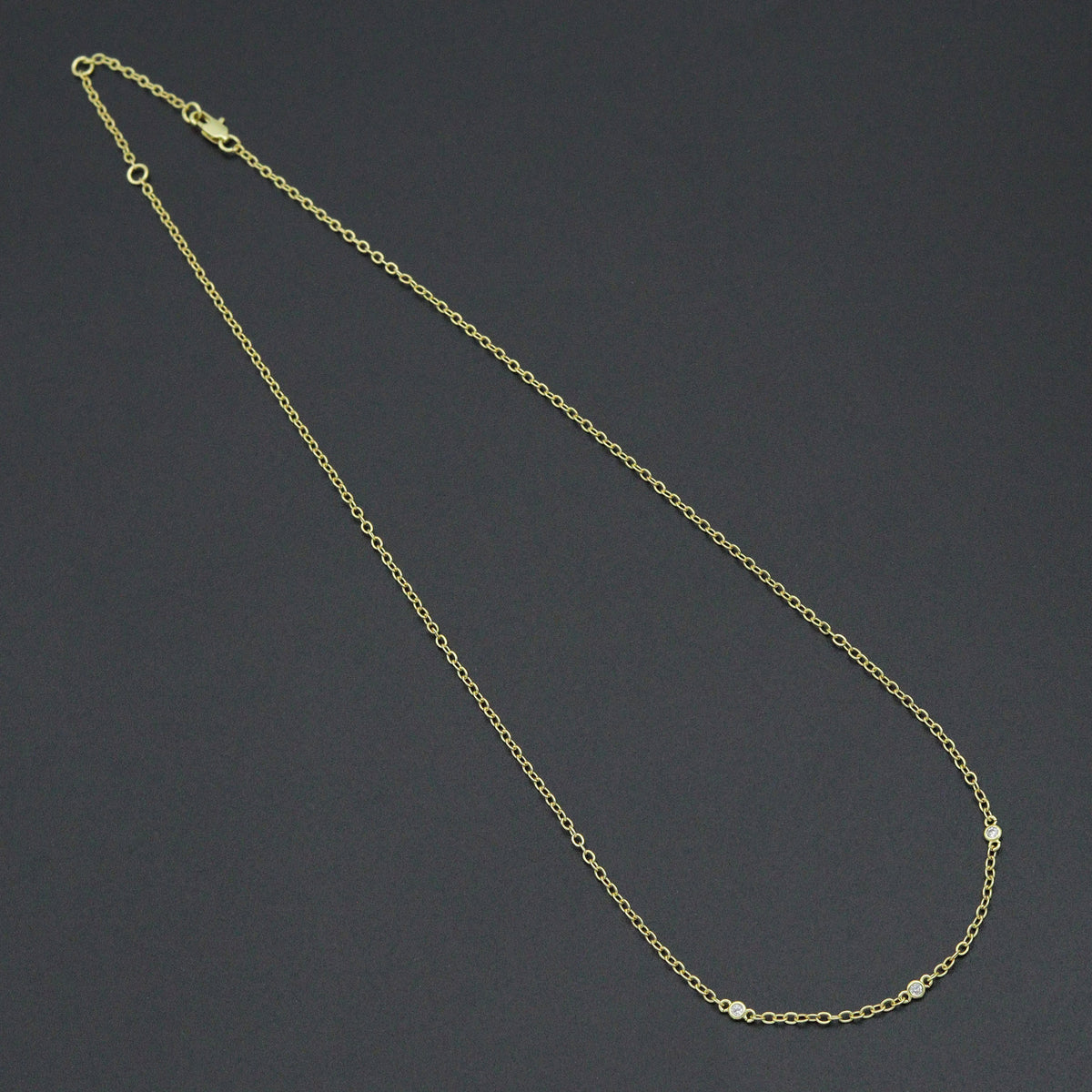Dainty Gold Link Chain with CZ Bezel Connector Necklace, sku#LX933