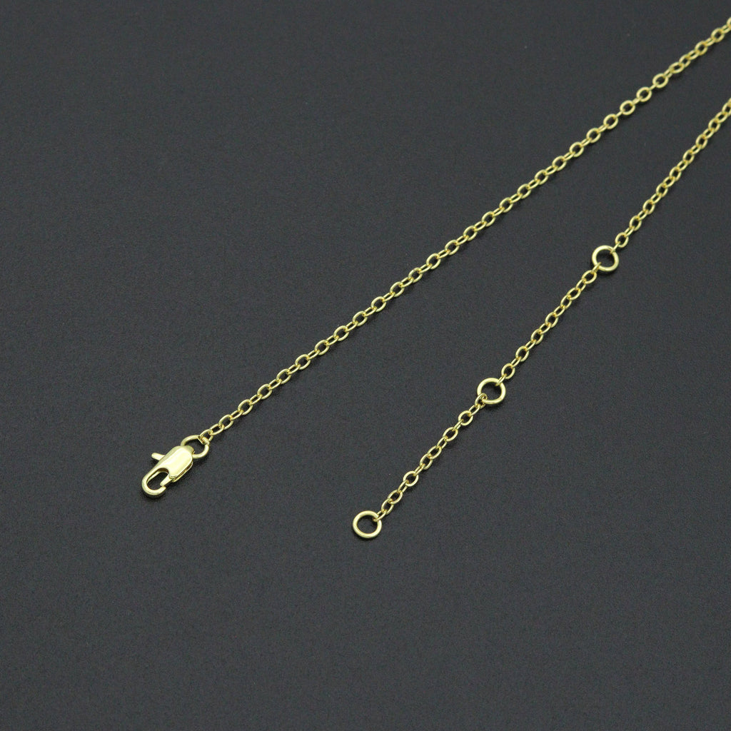 Dainty Gold Link Chain with CZ Bezel Connector Necklace, sku#LX933
