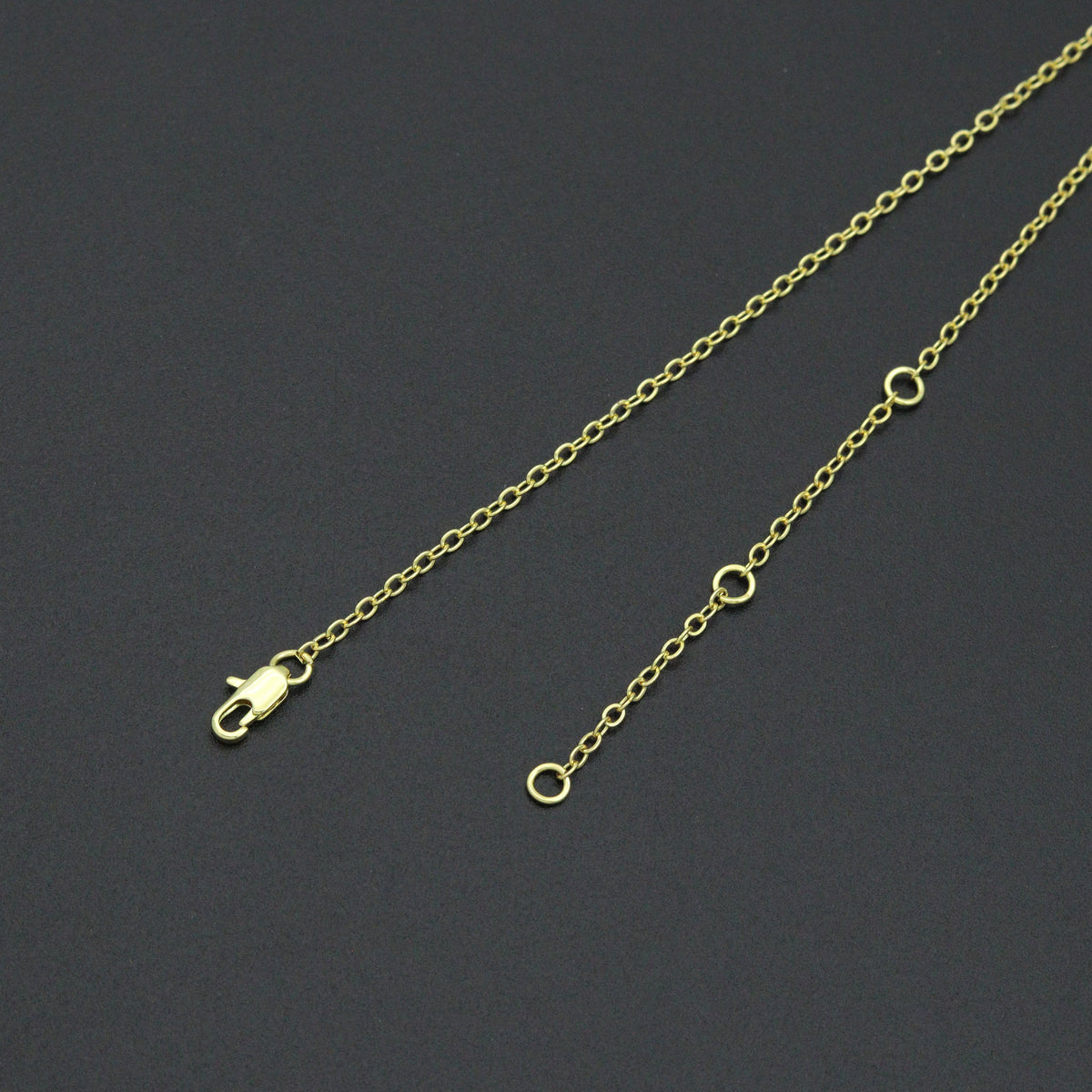 Dainty Gold Link Chain with CZ Bezel Connector Necklace, sku#LX933