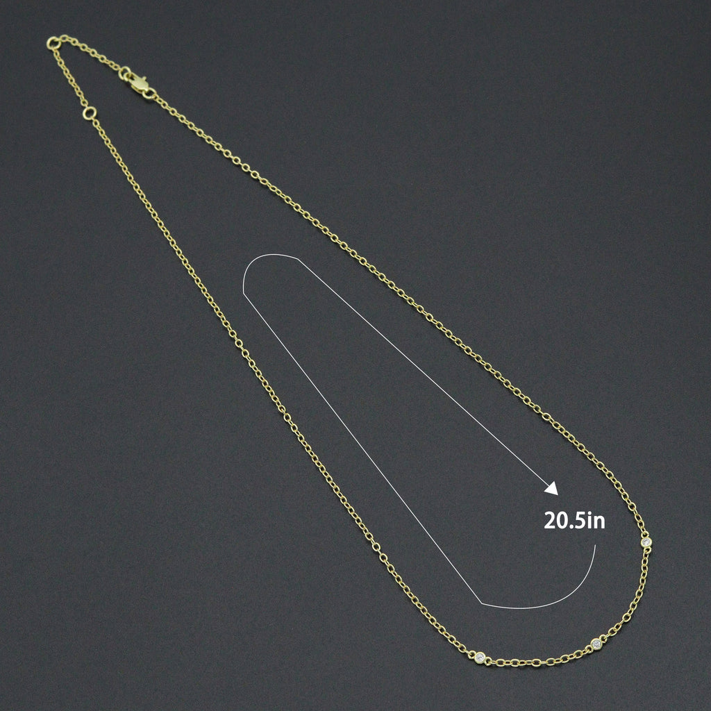 Dainty Gold Link Chain with CZ Bezel Connector Necklace, sku#LX933