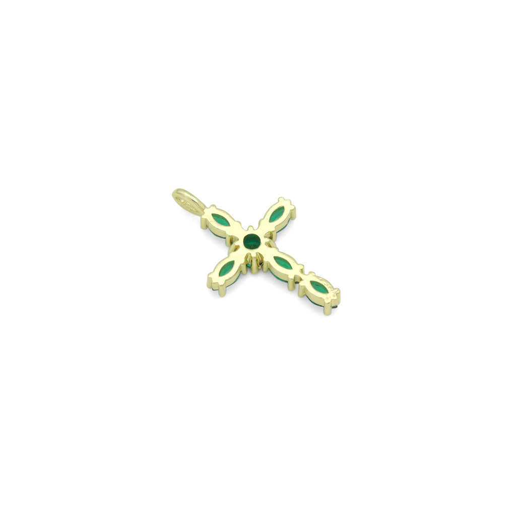 Gold Cross Pendant Collection – Clear, Pink & Green Crystal, Sku#LX958
