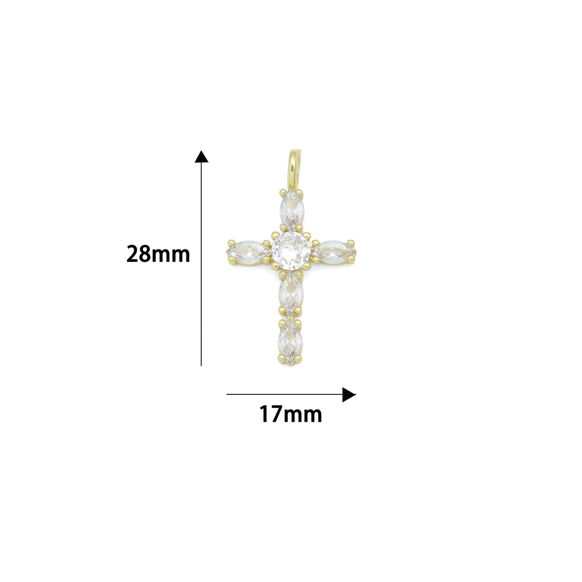 Gold Cross Pendant Collection – Clear, Pink & Green Crystal, Sku#LX958