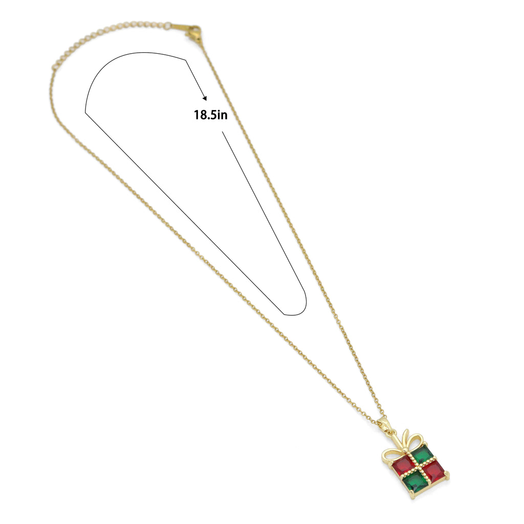 Christmas Gift box Pendant Link Chain Necklace , sku#LX964