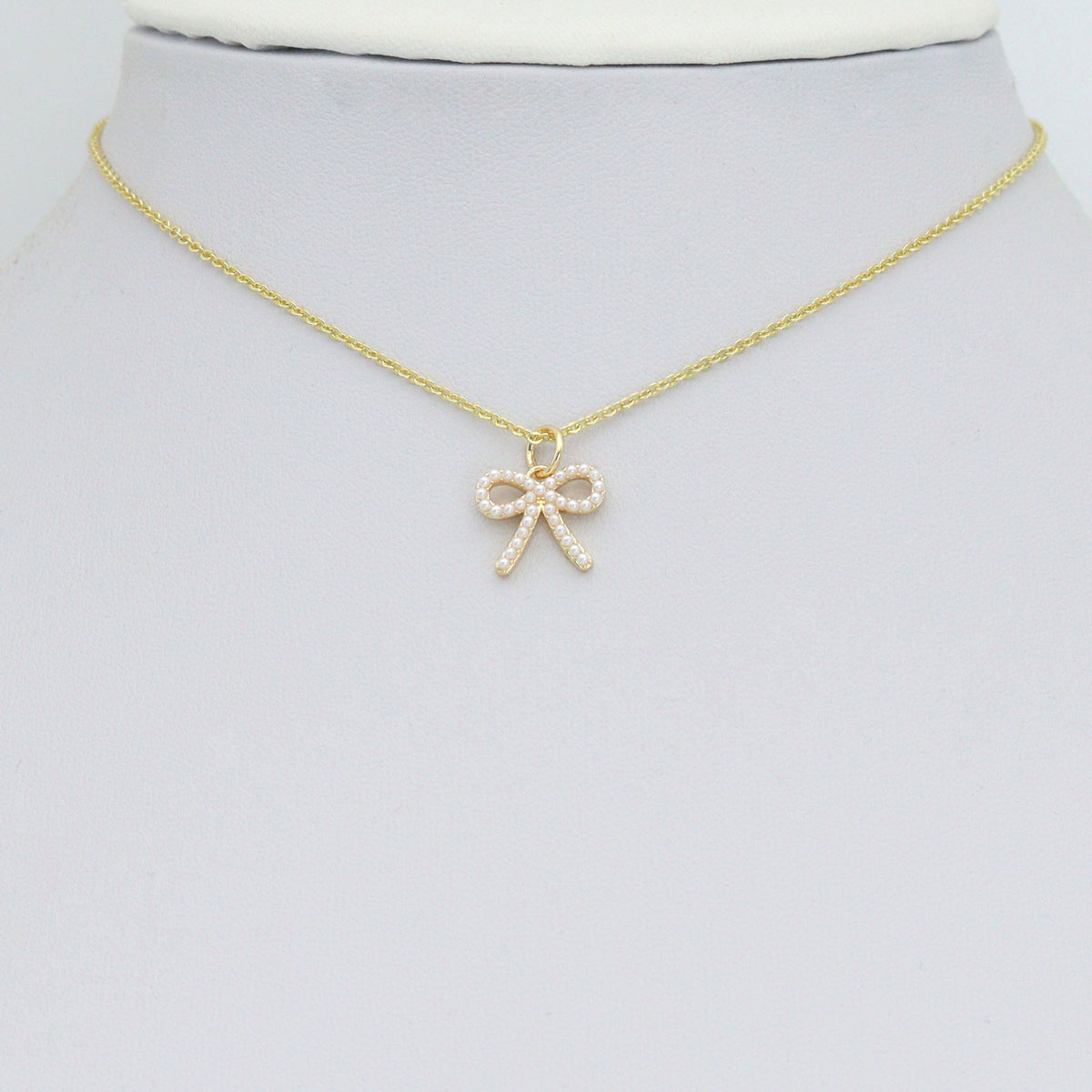 Cute Pearl Bowknot Charm Pendant, Sku#LX965