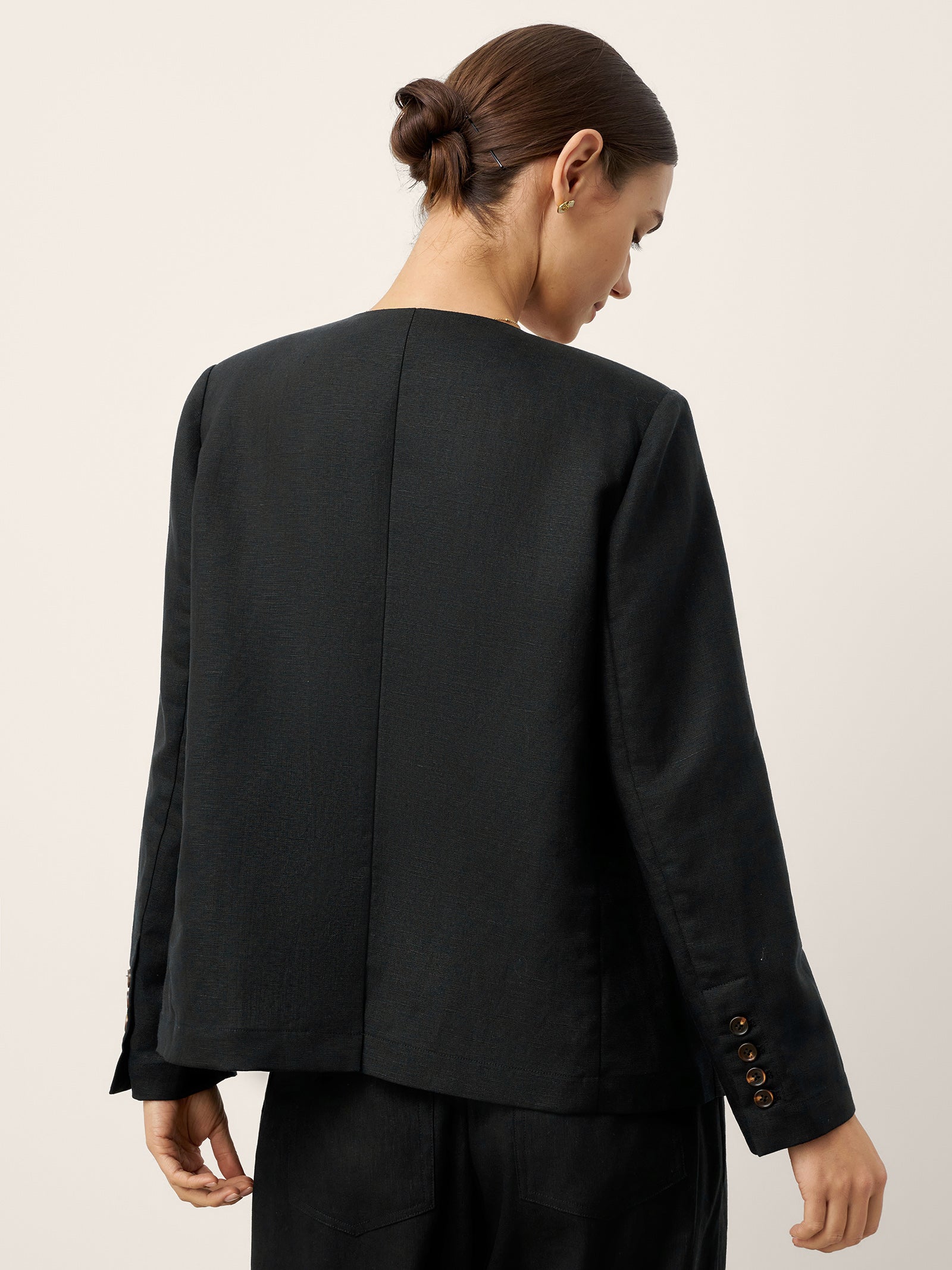 Linen-Lyocell Relaxed V-neck Tailored Blazer VERITY