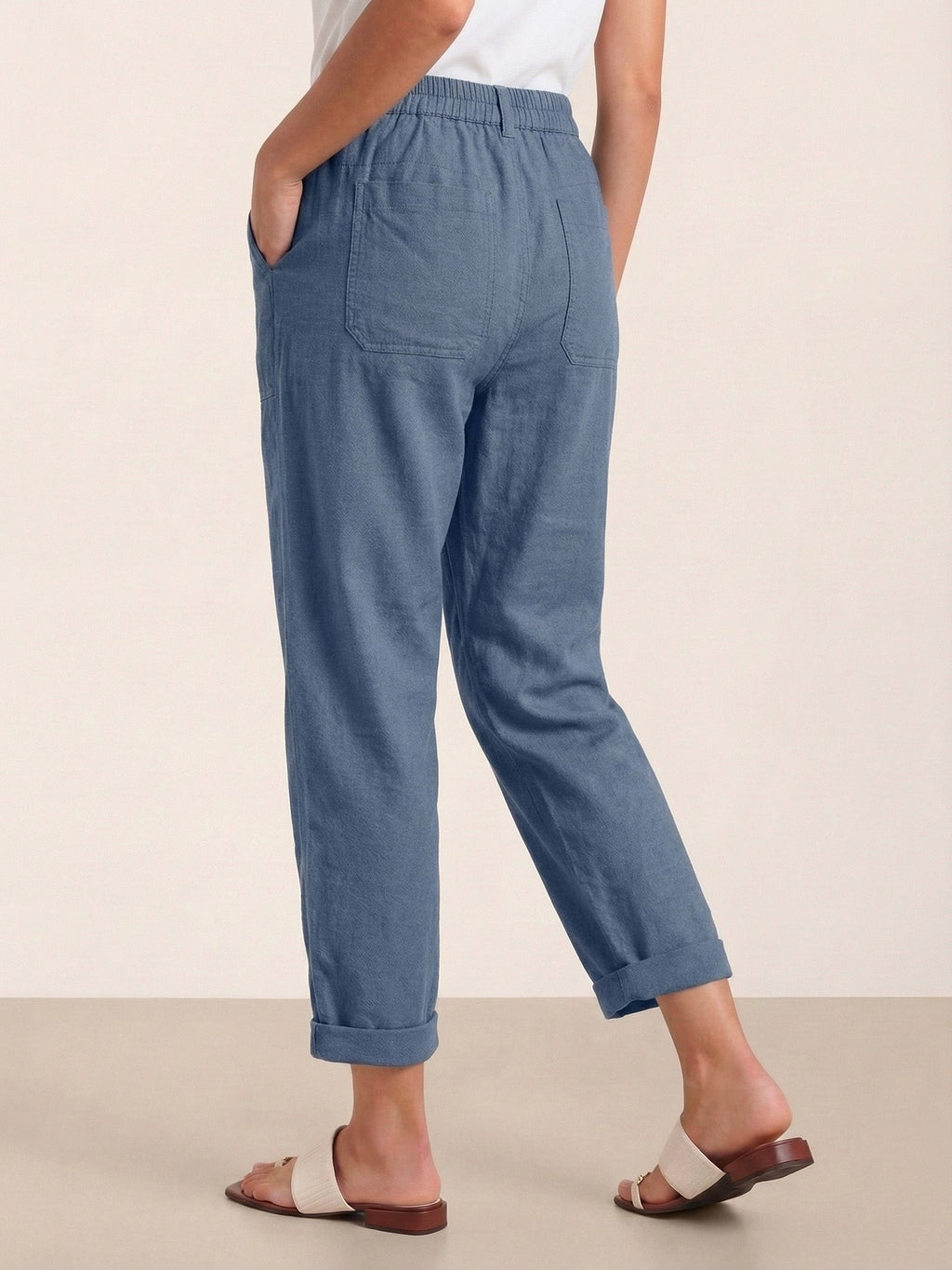 Linen Simple Button Fly Trousers HEIDI