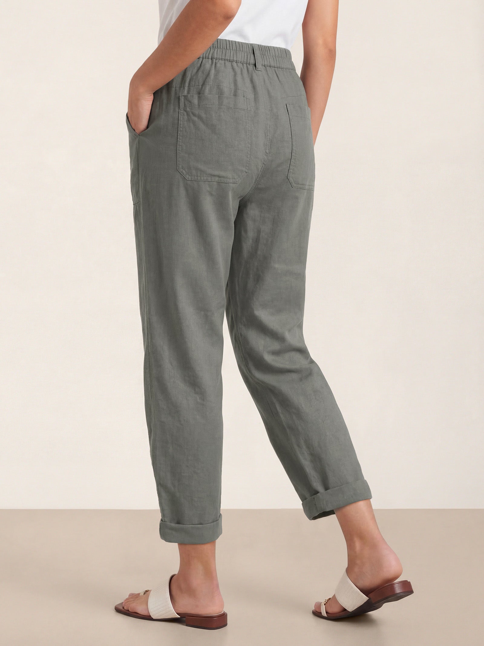 Linen Simple Button Fly Trouser Pants HEIDI-LINTICO