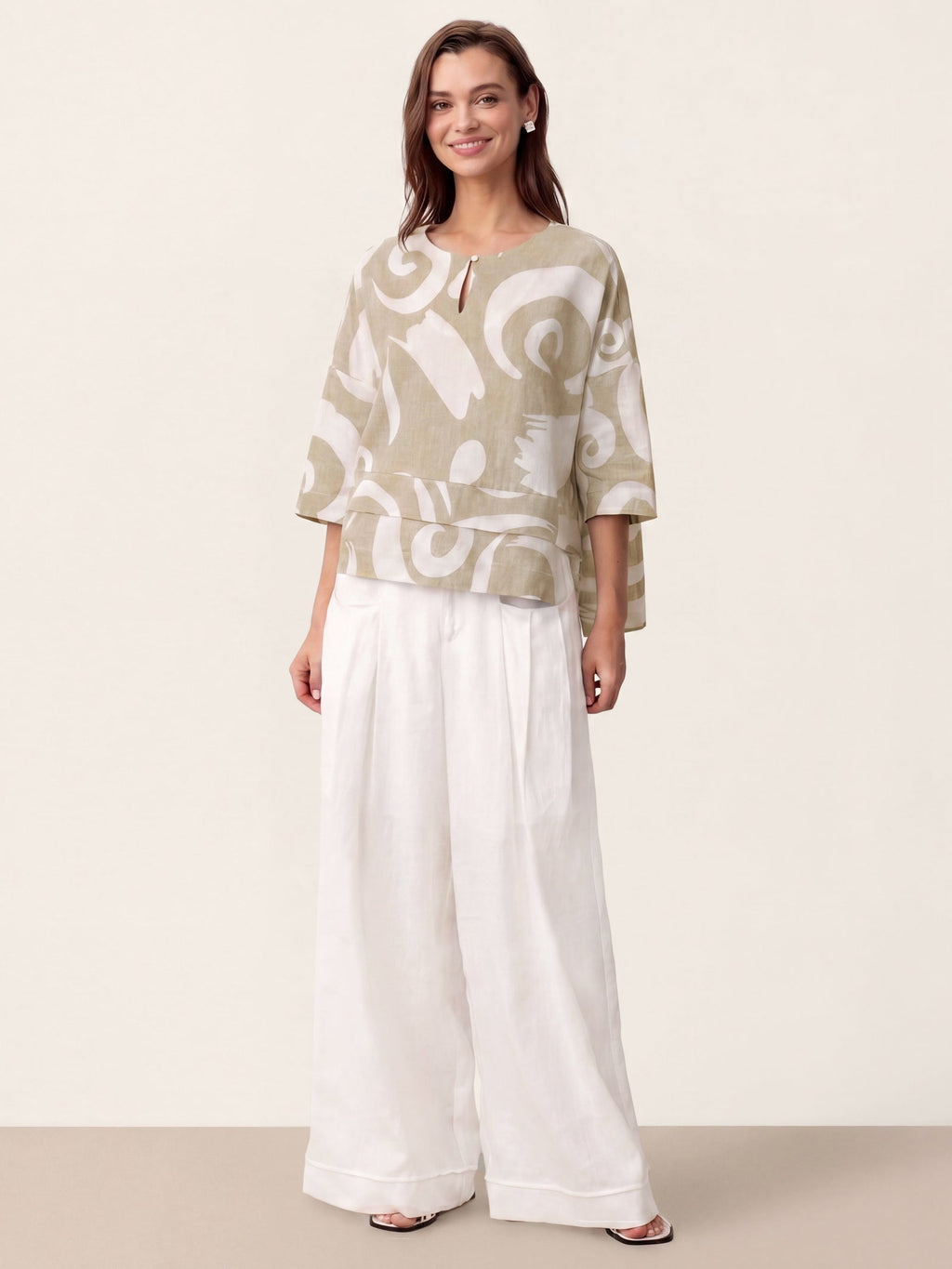 Linen Layered Asymmetric Top NOREEN