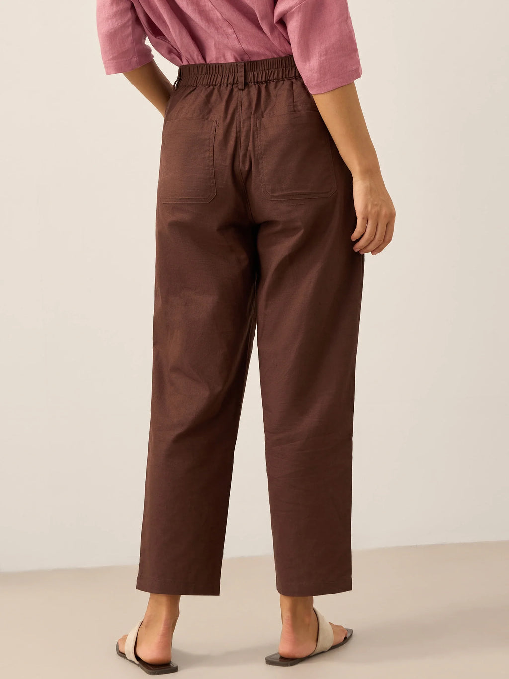Linen Simple Button Fly Trouser Pants HEIDI-LINTICO