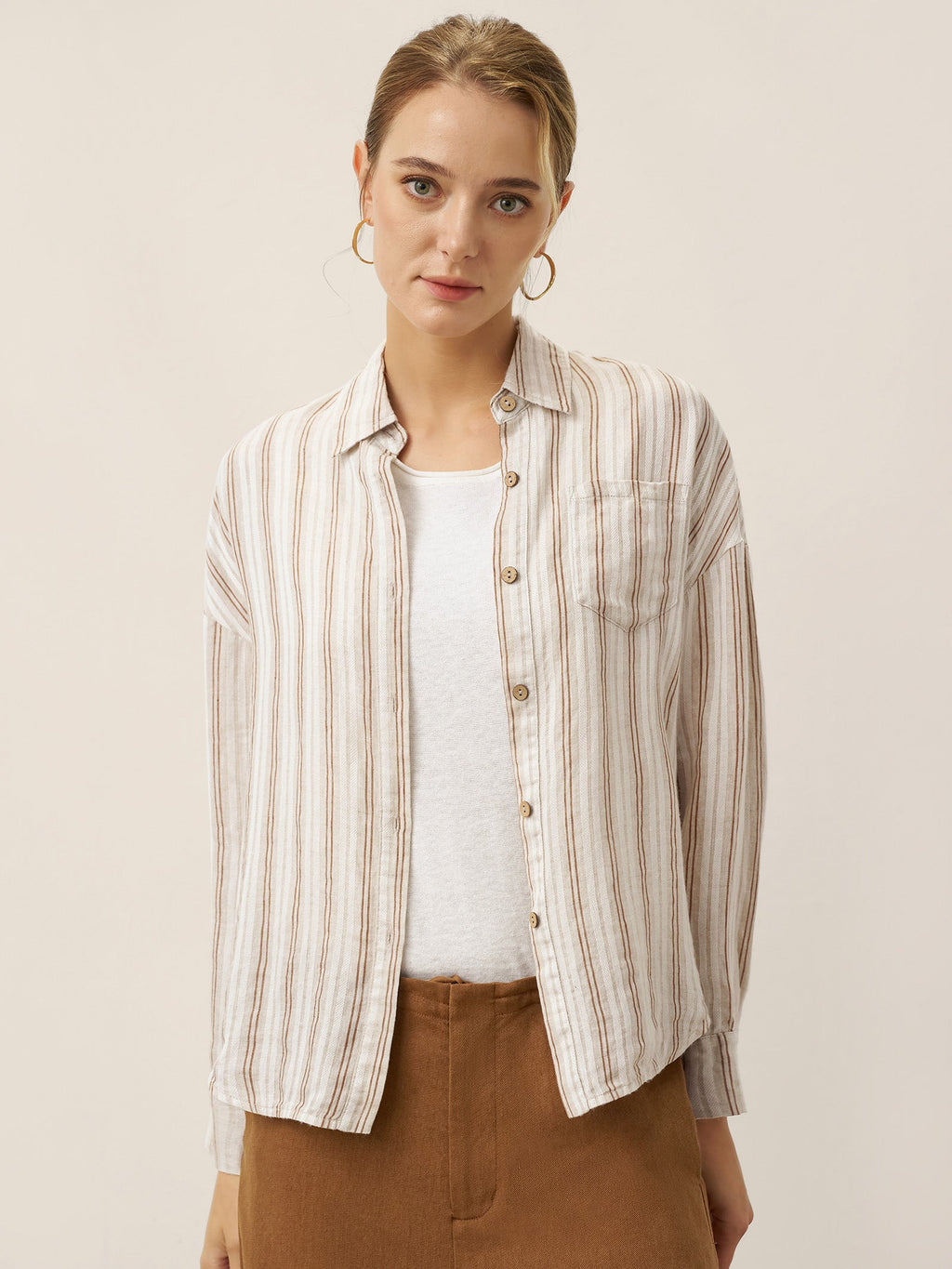 Linen Striped Drop Shoulder Shirt KENNEDY-LINTICO