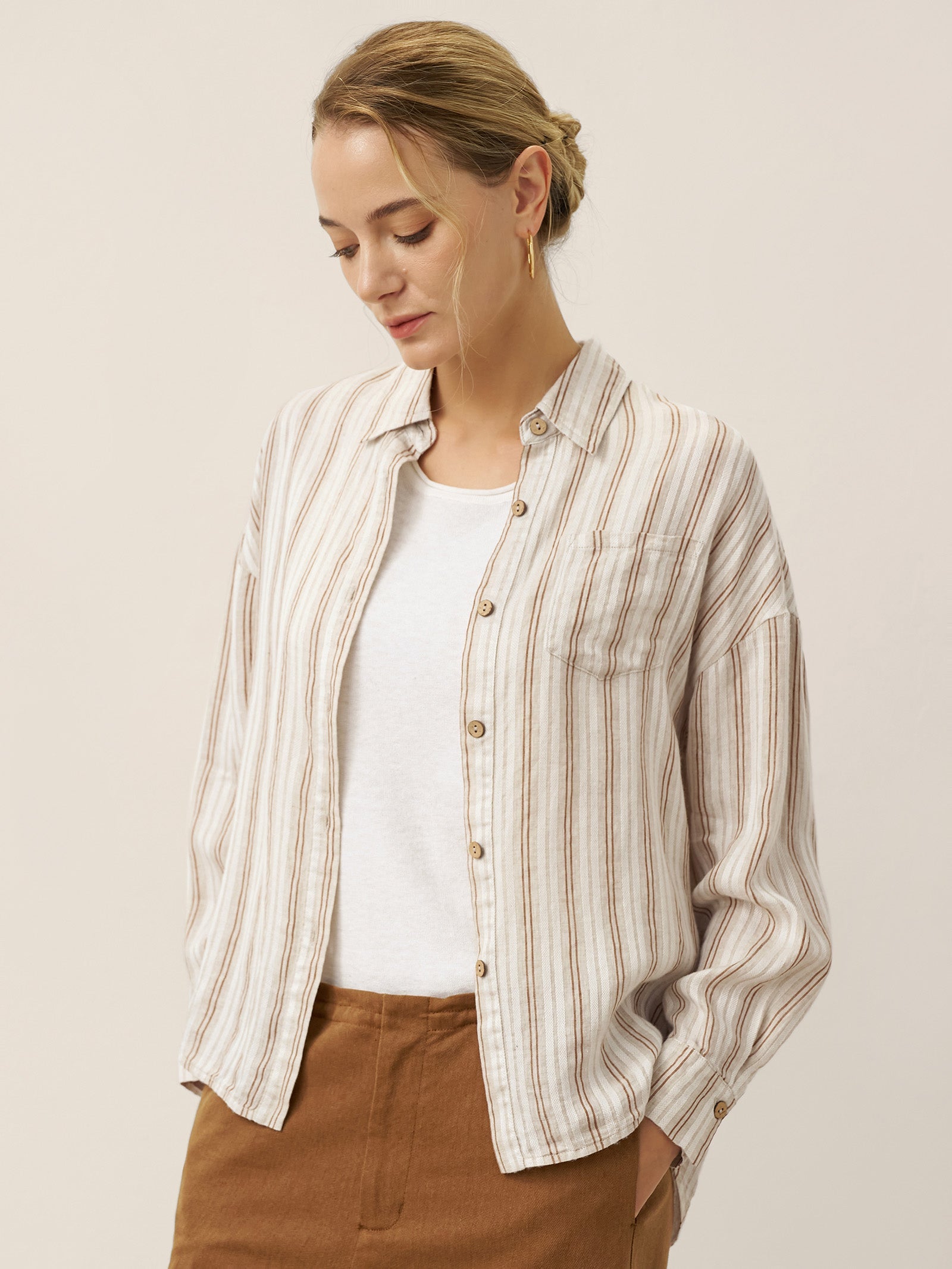 Linen Striped Drop Shoulder Shirt KENNEDY-LINTICO