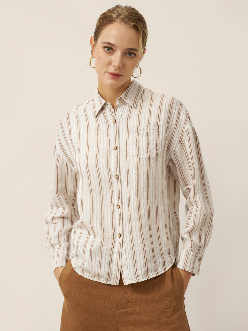 Linen Striped Drop Shoulder Shirt KENNEDY-LINTICO