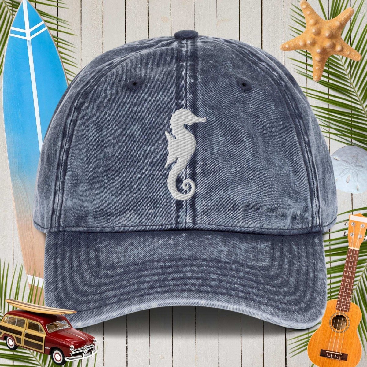 Vintage Seahorse Cotton Blend Baseball Cap