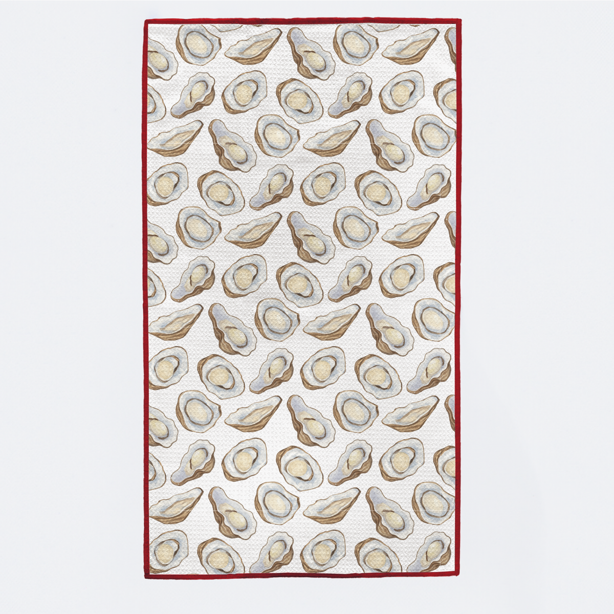 Towel with oyster pattern on a white background