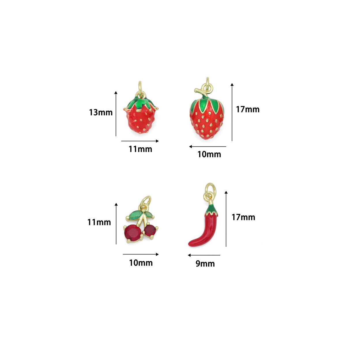 Red Cherry Strawberry Chili Pendant charm, Sku#O133