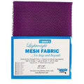 Purple mesh fabric on a By Annie's packaging with text about its use for bags.