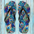 Peacock Feather Pattern Flip Flop Shoes